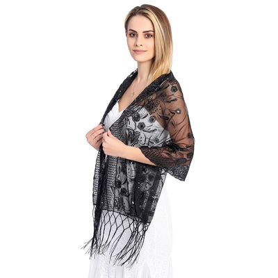 Chal de Gala Elegante con Lentejuelas y Borlas para Novia - Image 24