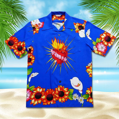 Camisa Casual Slim Estampado 3D Playa Manga Corta para Hombre - Image 15