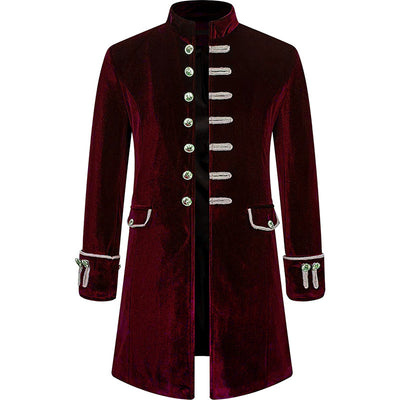 Abrigo Uniforme Steampunk Terciopelo Cuello Alto para Hombre - Image 5
