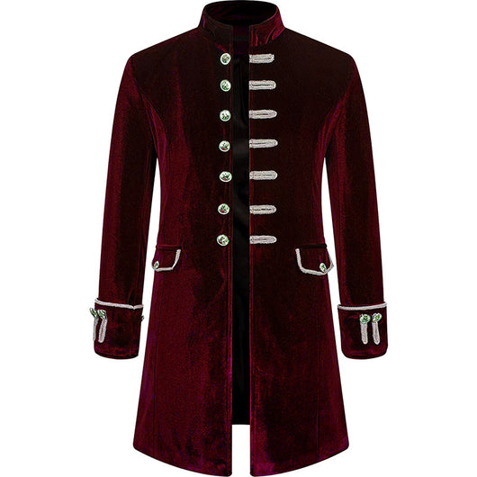 Abrigo Uniforme Steampunk Terciopelo Cuello Alto para Hombre - Image 5