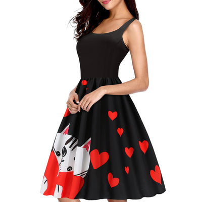 Vestido Columpio con Estampado de Corazón - Diseño Elegante para San Valentín - Image 3
