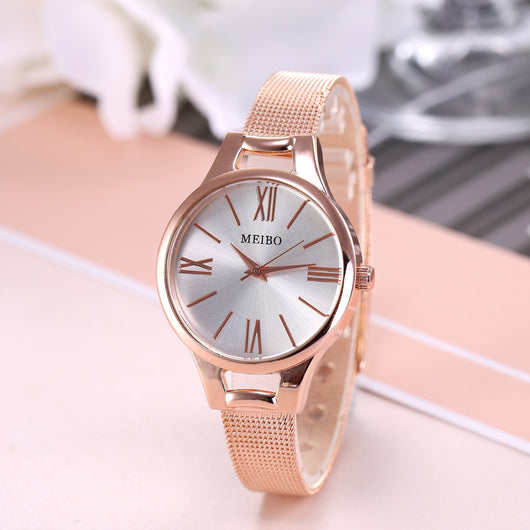 Reloj Pulsera Mujer Malla Acero Inoxidable Dorado Rosa con Cierre Magnético - Image 3