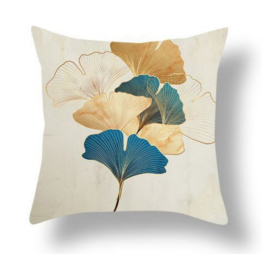 Funda de Almohada Terciopelo Melocotón con Estampado Ginkgo - Image 3