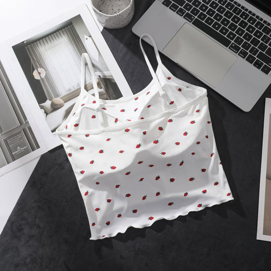 Blusa Exterior con Volantes, Relleno de Pecho y Estampado de Fresa - Image 10