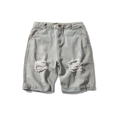 Pantalones Cortos Denim Holgados Lisos Hip-hop Estilo Japonés para Hombre - Image 13