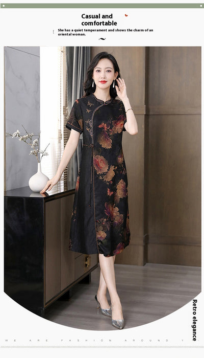 Cheongsam de Seda Mulberry Satinado - Estilo Occidental Moderno para Mujer - Image 11