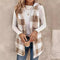 Elegant Bicolor Plaid Cardigan Vest with Hood - Women's Plush Coat