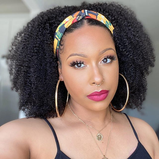 Peluca Afro Voluminosa Retorcida con Diadema - Negro