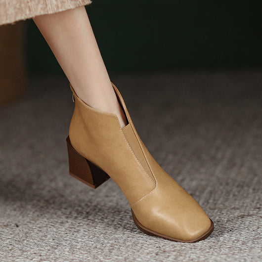Botines Mujer Otoño Invierno Tacón Cuadrado Grueso Punta Cuadrada - Image 4