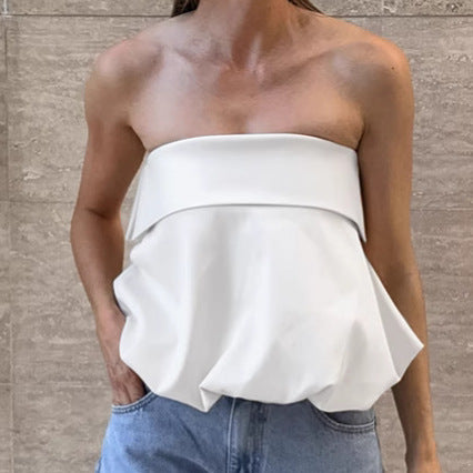 Top Satinado Sensual sin Espalda con Tirantes