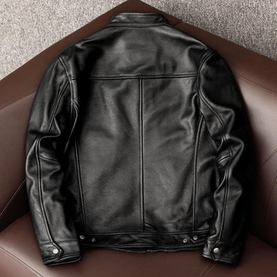 Chaqueta de Cuero para Hombre con Cuello Alzado - Estilo Juvenil - Image 11