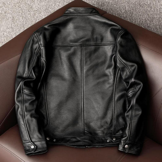 Chaqueta de Cuero para Hombre con Cuello Alzado - Estilo Juvenil - Image 11