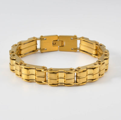 Pulsera de Oro para Hombre con Placa Curva y Diseño de Malla - Brazalete Hip-hop Elegante - Image 12