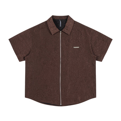 Camisa de Manga Corta con Textura Plisada