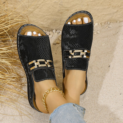 Pantuflas Plataforma Cuña Plus Size Estampado Leopardo para Playa - Image 18