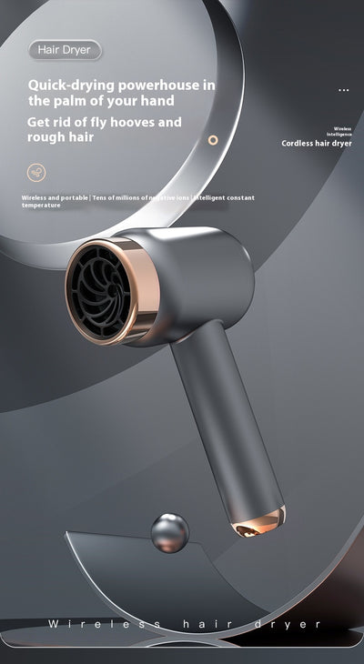 Purple high-speed wireless hair dryer with gold accents, featuring hot and cold air, shown on a reflective surface. - Image 25