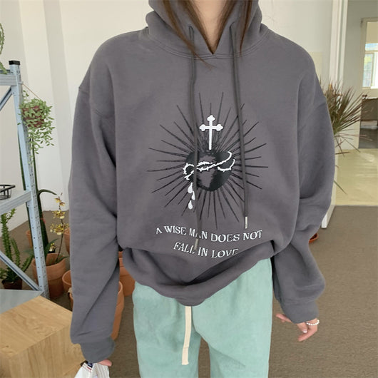 Sudadera Estampada con Capucha y Abrigo Retro de Terciopelo - Image 10