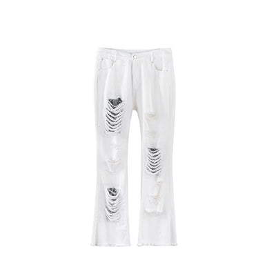 Pantalones Acampanados Holgados con Detalle Deshilachado - Estilo Europeo Casual - Image 8