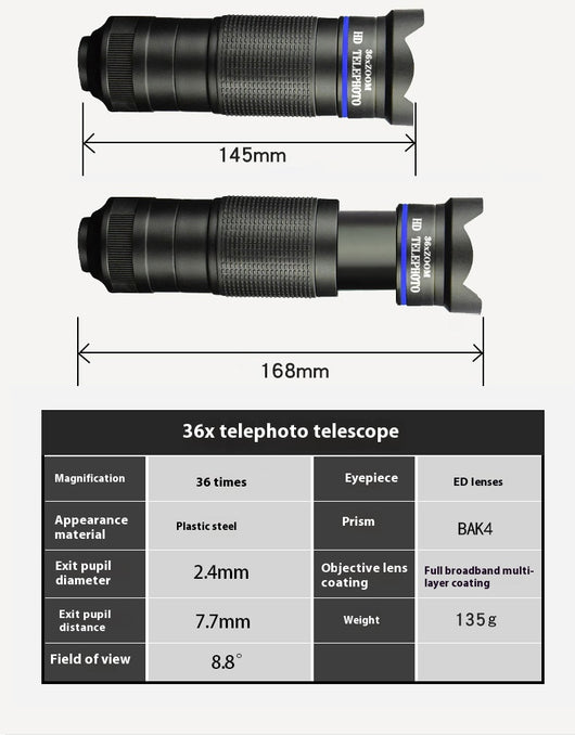 Lente Teleobjetivo 36x para Smartphone - Kit Completo de Fotografía Móvil - Image 14