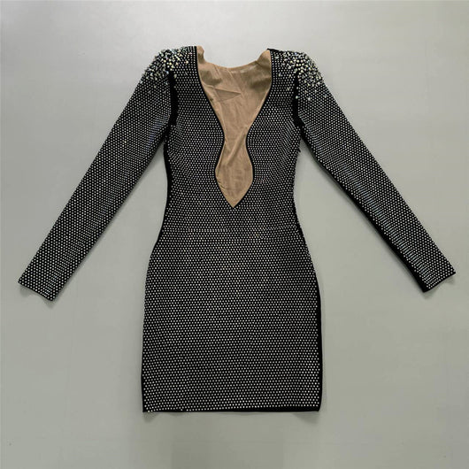 Vestido Ajustado con Strass y Diseño Cruzado - Image 4