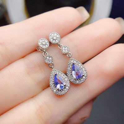 Aretes de Tanzanita Natural en Plata - Accesorios Elegantes para Mujer - Image 4