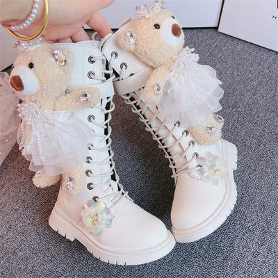 Botas de Cuero con Diseño de Osito para Niñas - Image 11