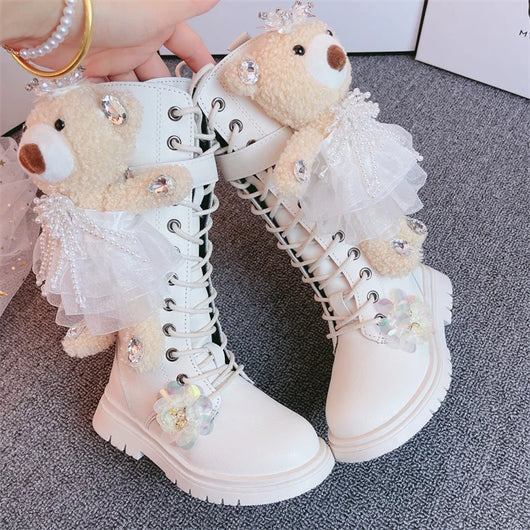 Botas de Cuero con Diseño de Osito para Niñas - Image 11