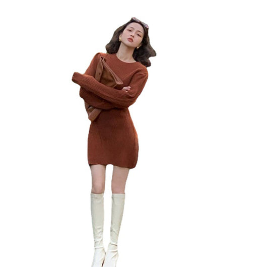 Vestido Suéter Tejido Largo Elegante Estilo Portuario para Mujer - Image 4
