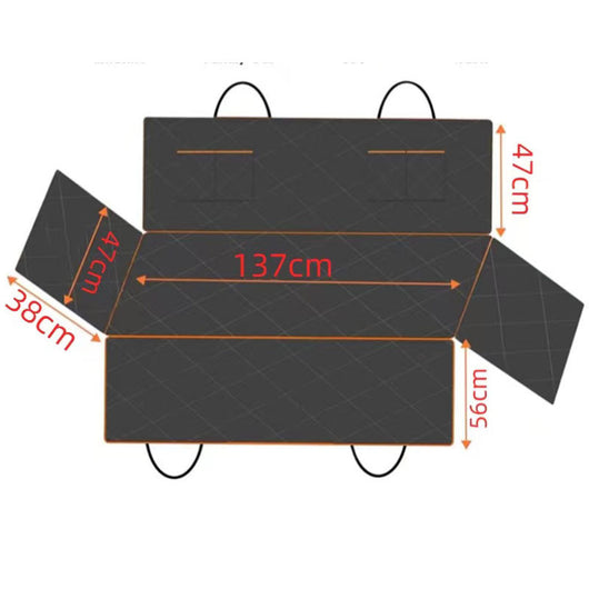 Black quilted Oxford cloth car pet mat installed in a car's rear seat, featuring a hammock design with side flaps. - Image 5
