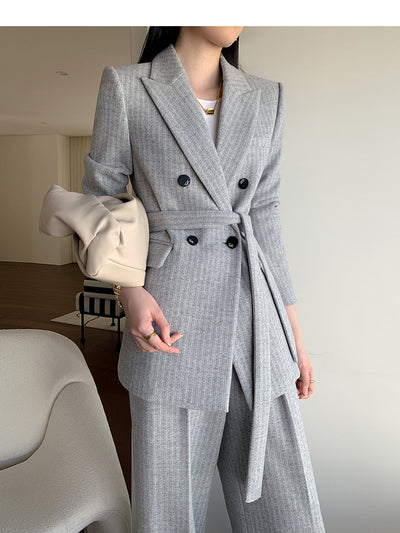 Traje de Abrigo de Lana con Pantalón Ancho para Mujer - Image 6