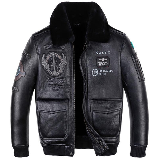Chaqueta de Cuero Estilo Aviador para Hombre