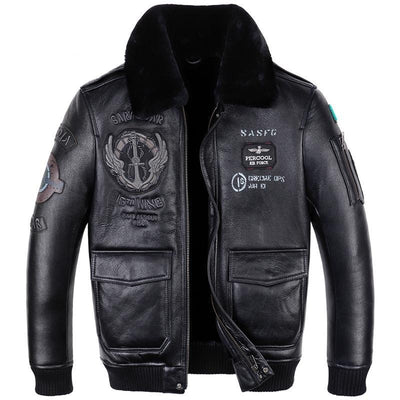 Chaqueta de Cuero Estilo Aviador para Hombre