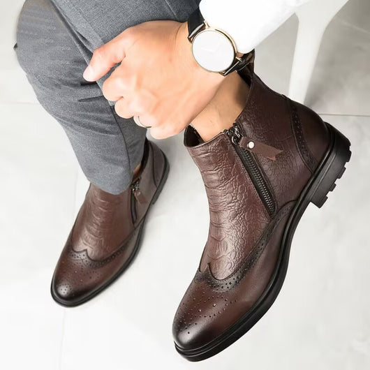 Botas Altas de Cuero con Aumento de Altura - Estilo Brogue Trendy Talla 46 - Image 11