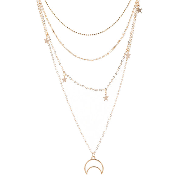 Collar de Moda Versátil con Colgante Estrella de Cinco Puntas y Luna Creciente - Image 4
