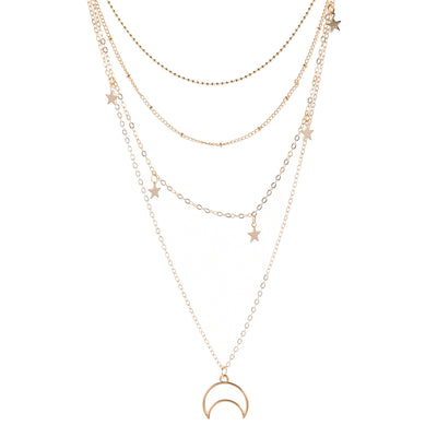 Collar de Moda Versátil con Colgante Estrella de Cinco Puntas y Luna Creciente - Image 4
