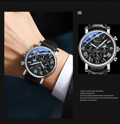Reloj Empresarial Hombre Fases Lunares Calendario Resistente al Agua - Image 14