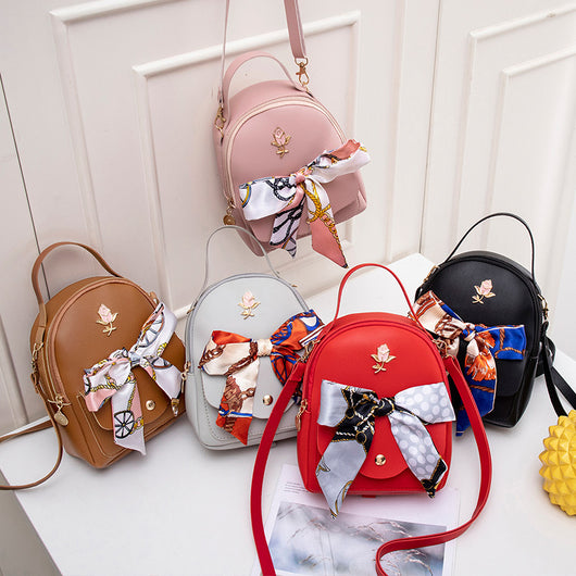 Mochila Backpack Femenina con Pañuelo de Seda Doble Compartimento - Image 18
