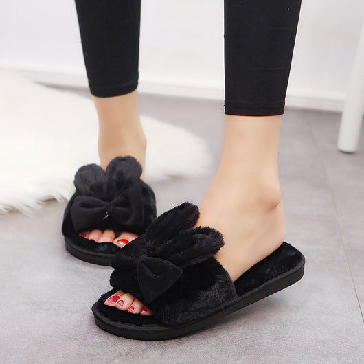 Pantuflas Cómodas para Mujer con Orejas de Conejo y Moño