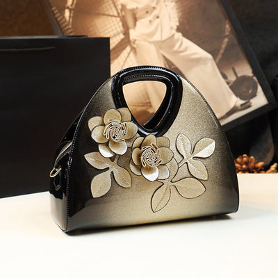 Bolso Mensajero de Cuero Charol con Diseño Floral Personalizado - Image 3