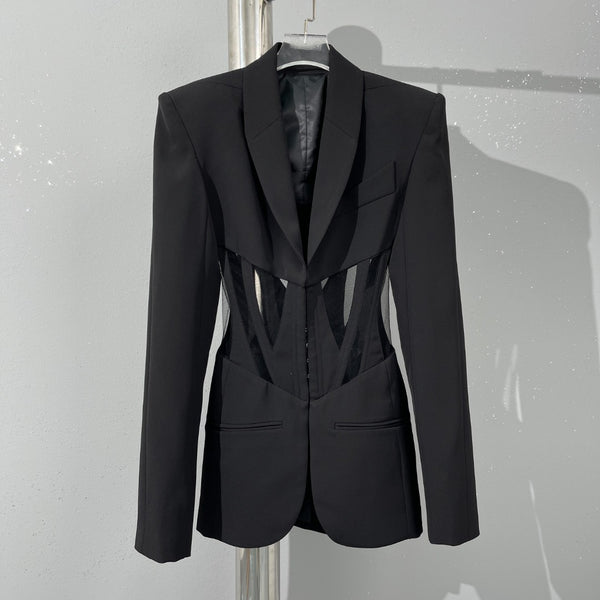 Blazer Ejecutivo con Cintura Ajustable de Malla