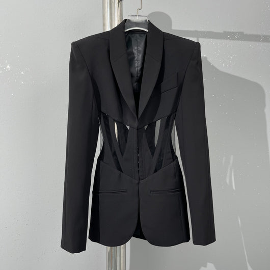 Blazer Ejecutivo con Cintura Ajustable de Malla
