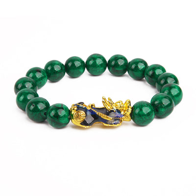Pulsera Mascota Calcedonia Verde 12mm con Cambio de Color Térmico