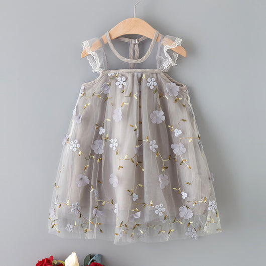 Vestido Infantil de Encaje Bordado con Malla - Image 19
