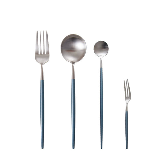 Juego de Cubiertos Premium Acero Inoxidable 304 Azul Cielo - Tenedores y Cucharas Elegantes