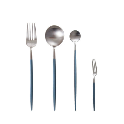 Juego de Cubiertos Premium Acero Inoxidable 304 Azul Cielo - Tenedores y Cucharas Elegantes