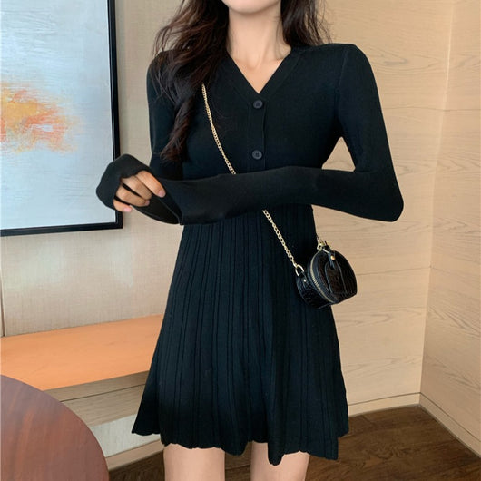 Vestido Suéter de Punto Estilo Francés para Otoño e Invierno para Mujer - Image 8