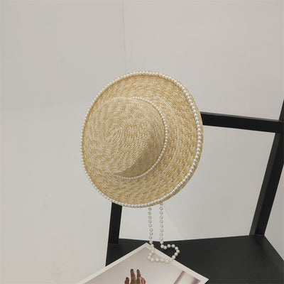 Sombrero de Paja Artesanal con Perlas para Mujer - Image 2