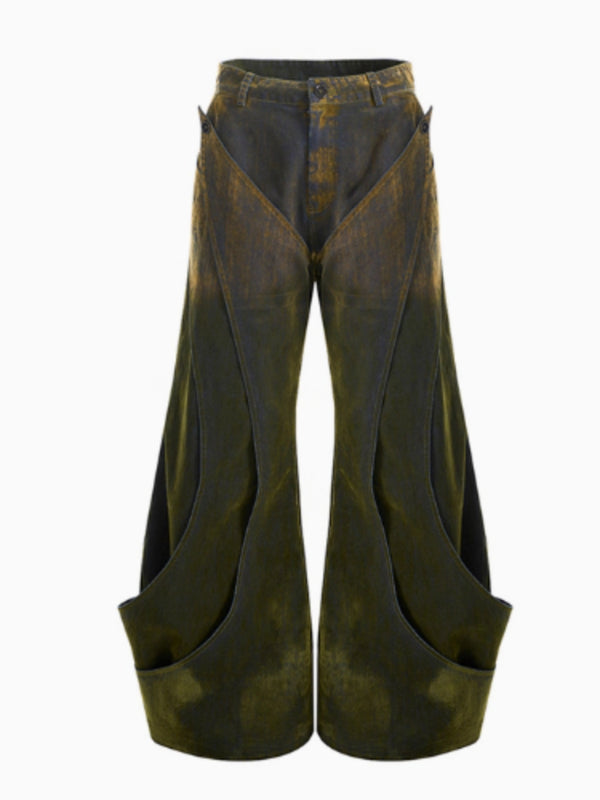 Jeans Deconstruidos con Efecto Degradado y Textura Esponjosa para Hombre - Otoño Invierno