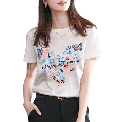 Blusa de Seda para Mujer con Estampado Mariposa - Satén Pesado - Image 5