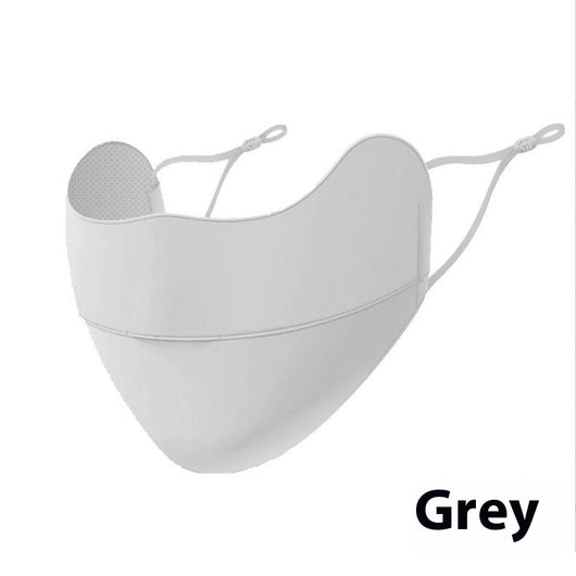Light pink ice silk sun protection mask with ear loops and neck coverage, featuring small ventilation holes. - Image 7